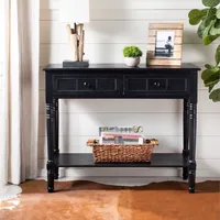 Distressed Black Wood 2-Drawer Console Table