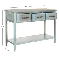 Distressed Light Blue 3-Drawer Console Table