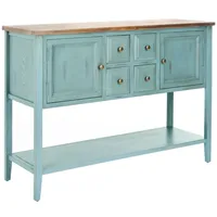 Blue Wood 2-Door Storage Console Table