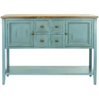 Blue Wood 2-Door Storage Console Table