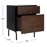 Brown and Black 2-Drawer Nightstand