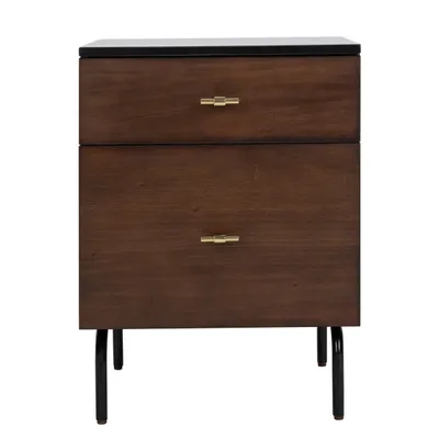 Brown and Black 2-Drawer Nightstand