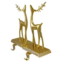 Gold Reindeer Christmas Stocking Holders, Set of 2