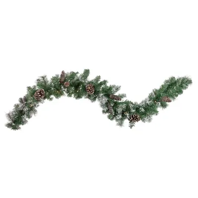 Pre-Lit Frosted Pine and Pinecone Garland
