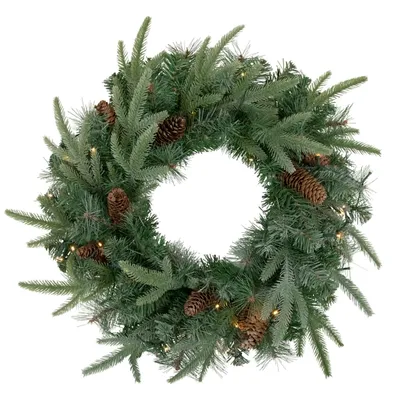 Pre-Lit Mixed Pinecones Wreath