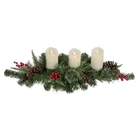 Pine and Berry Pillar Candle Centerpiece