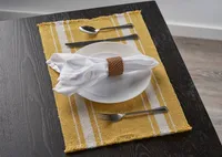 Yellow Striped Fringe Placemats, Set of 4