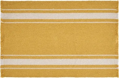 Yellow Striped Fringe Placemats, Set of 4