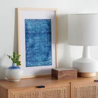 Bold Blue Framed Textile Wall Plaque