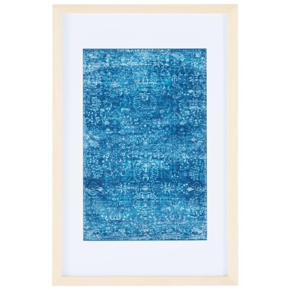 Bold Blue Framed Textile Wall Plaque