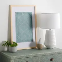 Blue Geometric Framed Textile Wall Plaque