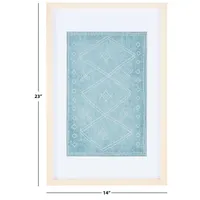 Blue Geometric Framed Textile Wall Plaque