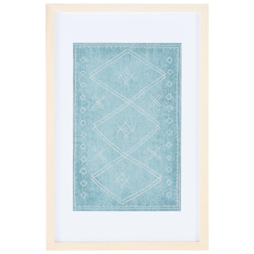 Blue Geometric Framed Textile Wall Plaque