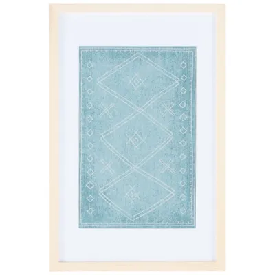 Blue Geometric Framed Textile Wall Plaque