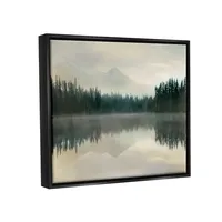 Foggy Lake Landscape Framed Canvas Art Print