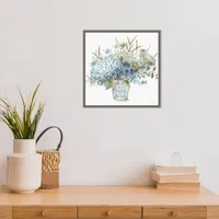 Bohemian Blue Floral Vase Framed Canvas Art Print