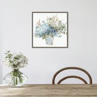 Bohemian Blue Floral Vase Framed Canvas Art Print