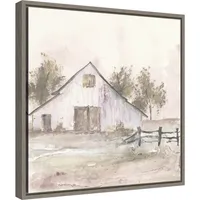 White Barn II Framed Canvas Art Print