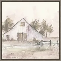 White Barn II Framed Canvas Art Print