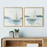 Sail from the Coast Framed Canvas Prints, Set of 2