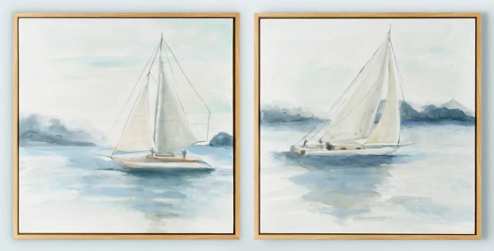Sail from the Coast Framed Canvas Prints, Set of 2