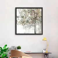 Neutral Leaves Framed Canvas Art Print, 30x30 in.