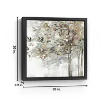 Neutral Leaves Framed Canvas Art Print, 30x30 in.