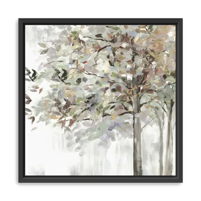 Neutral Leaves Framed Canvas Art Print, 30x30 in.