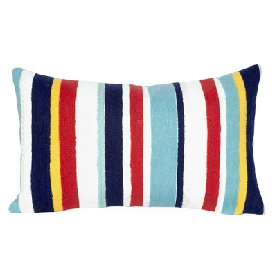 Blue & Red Lamontage Stripe Outdoor Lumbar Pillow
