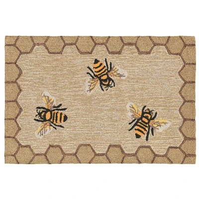 Natural Honeycomb & Bees Outdoor Accent Rug