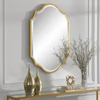 Gold Leaf Curved Metal Wall Mirror