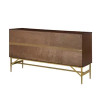 Walnut and Gold Linear Sideboard