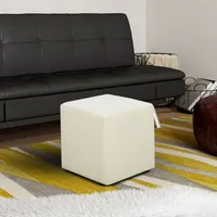 Newton Ivory Boucle Square Ottoman