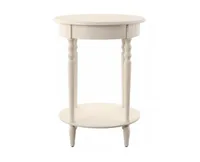 Oval Antique White Accent Table