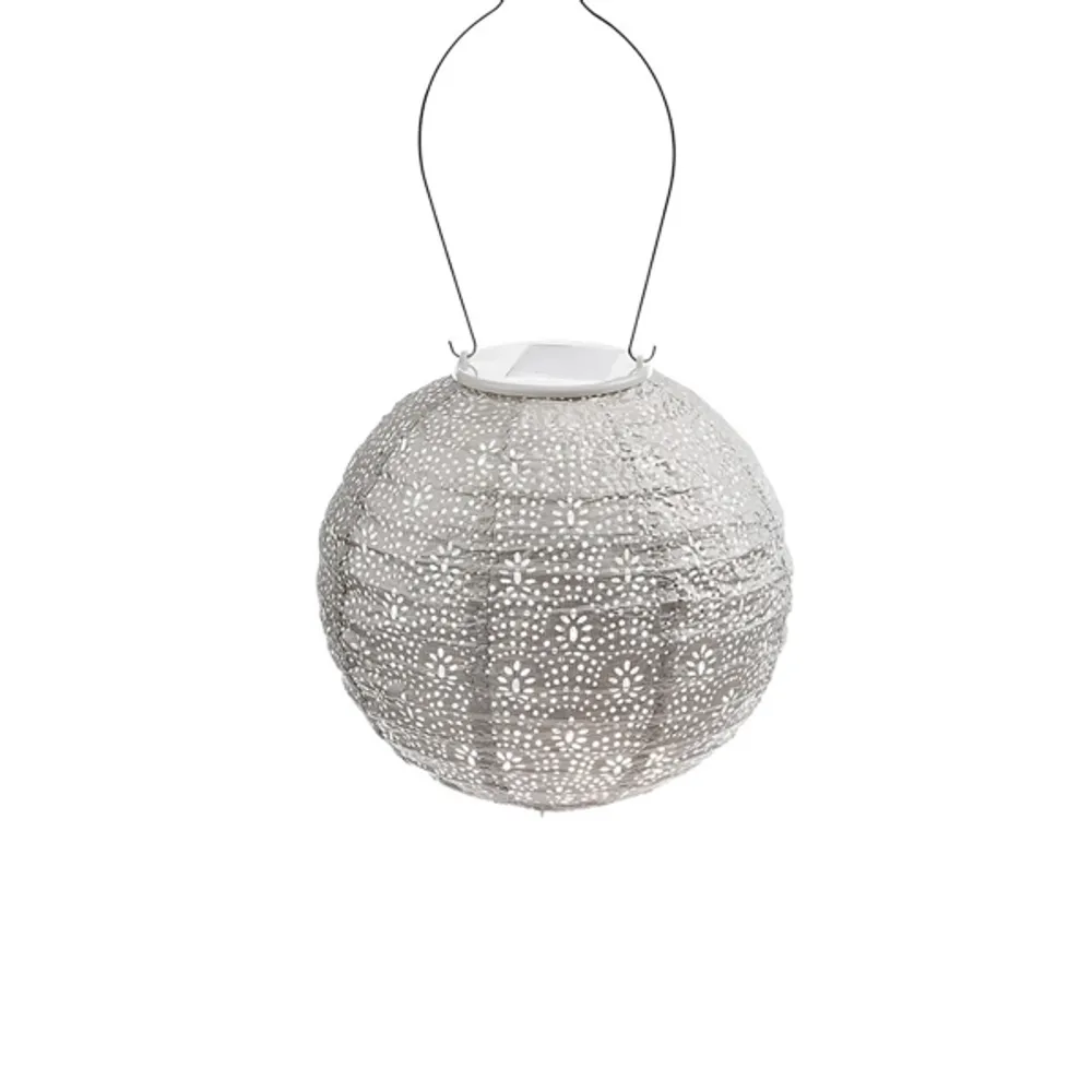 Taupe Fan Round Hanging LED Outdoor Lantern