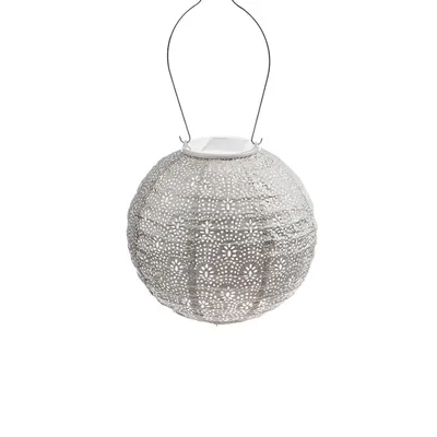 Taupe Fan Round Hanging LED Outdoor Lantern