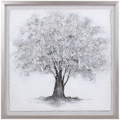 Silver Tree Rice Paper Framed Art Print