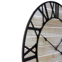 Round Whitewashed Metal Frame Wall Clock