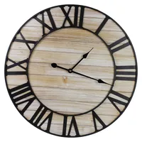 Round Whitewashed Metal Frame Wall Clock