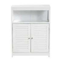 White Slatted Wood Bathroom Cabinet