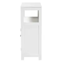 White Slatted Wood Bathroom Cabinet