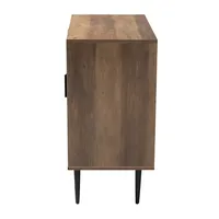 Brown Wood Half Moon Doors Cabinet