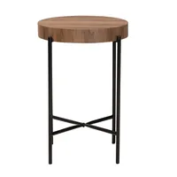 Round Light Brown Wood X Base Accent Table