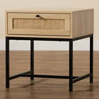 Natural Wood and Metal 1-Drawer Nightstand