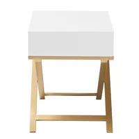 White Wood & Gold X-Base Nightstand