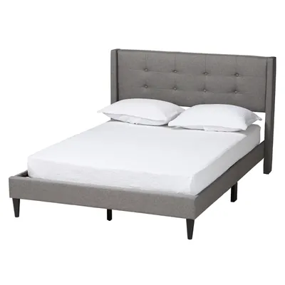 Amala Gray Button Tufted Queen Bed Frame