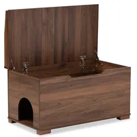 Walnut Wood Lift-Up Top Litter Box Trunk