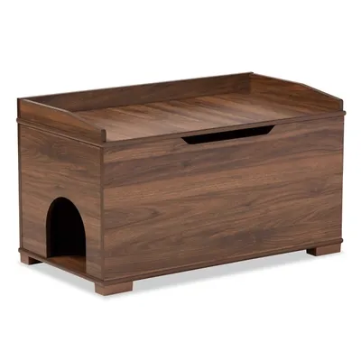 Walnut Wood Lift-Up Top Litter Box Trunk