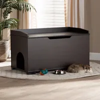 Mahogany Wood Lift-Up Top Litter Box Trunk