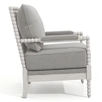 Gray and White Beaded Frame Accent Chair